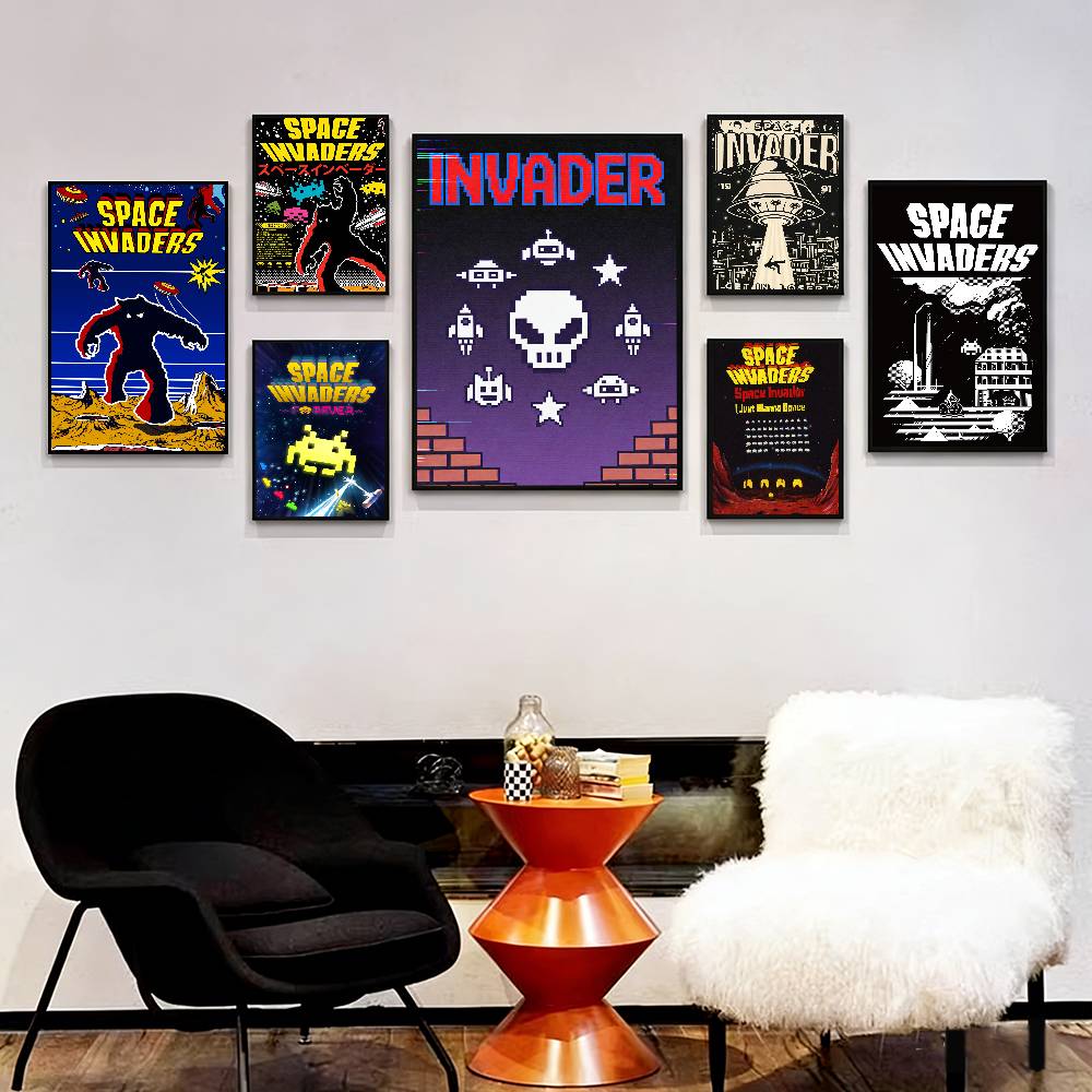 Home Cooking Game - S-Space Invaders Oyunu Retro Poster Baskı