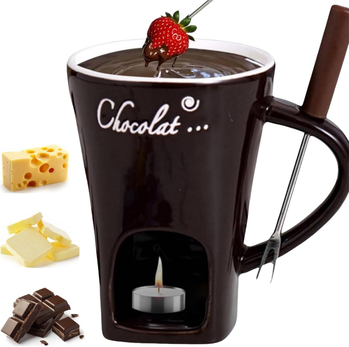 Fondue Pot Ceramic - Seramik Çok Fonksiyonlu Çikolata Fondü Kupa